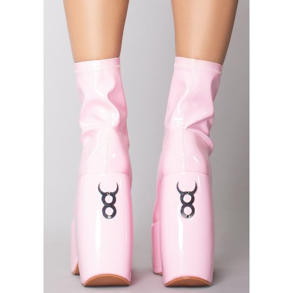 Ocho Toro Culican 01 Sinfully Sweet Platform Boots - Patent Pink - Picture 3 of 3